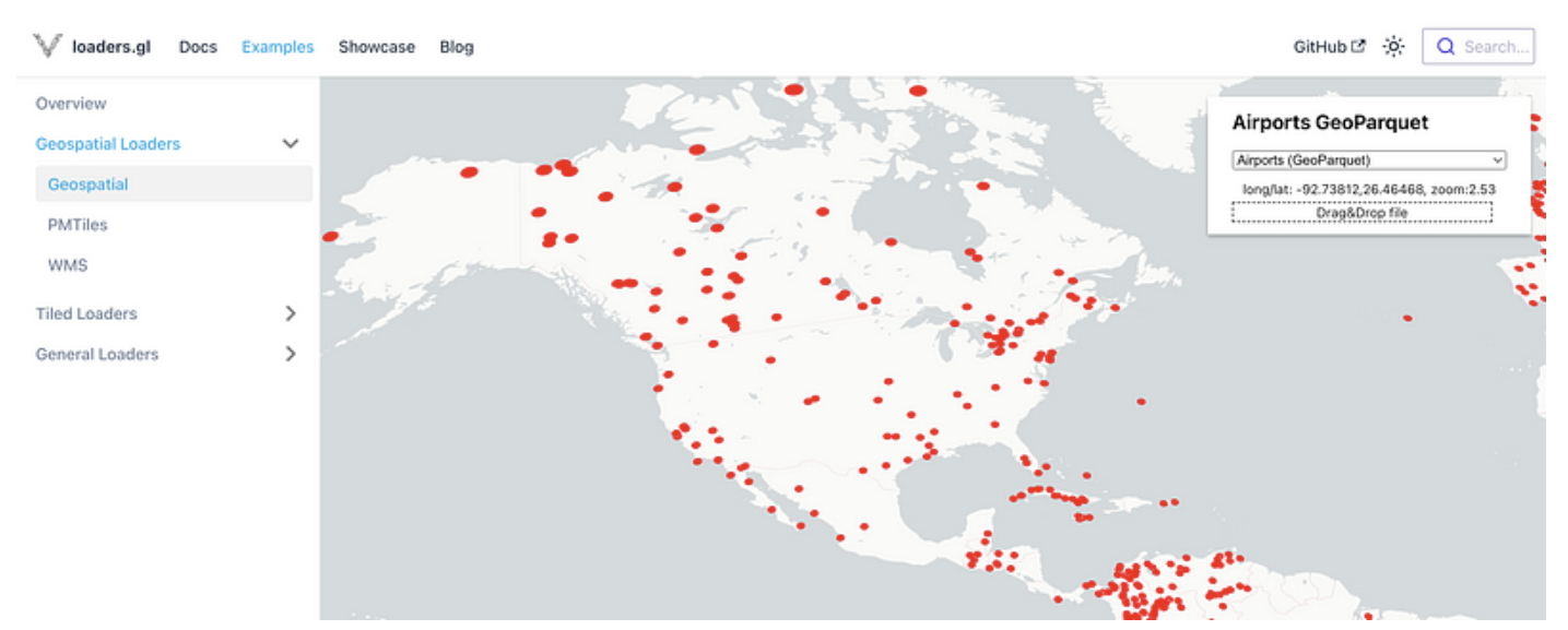 chart showing airports in GeoParquet